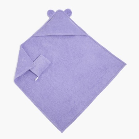 Set for bathing crumbs I (ocorous towel 85*85 ± 2cm, towel 40*55cm, mittens), lilac color-1