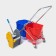 Cleaning trolley with vertical spin, two buckets of 25 liters, on wheels, chrome frame