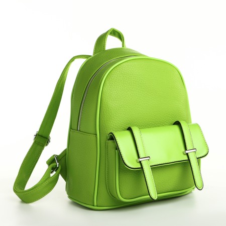 City backpack on a zipper, green color