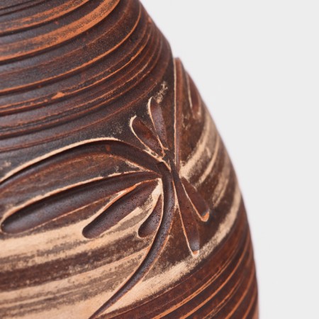 Snoof "Kelin", with a potter's handle, Angob, red clay, 2.2 l, mix-4