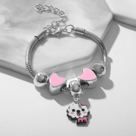 Bracelet Children's "chosen" heart, suspension mix, colored in silver