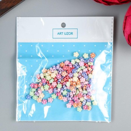 Beads for creativity plastic "flowers" (set 150 pcs) 0.6x0.6 cm-2