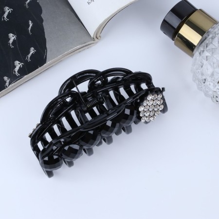 Hair crab "Scarlett" curls large flower, 9 cm, black-1