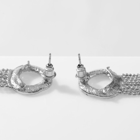 Hanging earrings "Circle" with chains, color silver-2