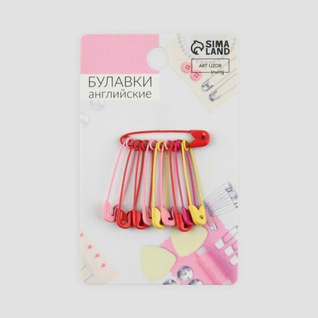 English pins, 27 mm, 10 pcs, colorful color-3