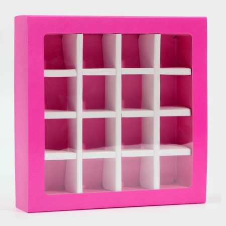 Box for sweets, confectionery packaging, 16 cells, “fuchsia” 17.7 x 17.7 x 3.8 cm-4