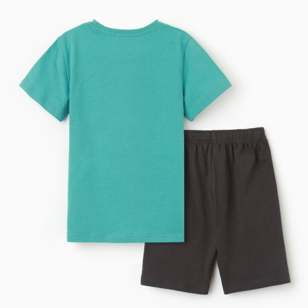 Set for a boy (T -shirt, shorts), green/gray color, height 104-4