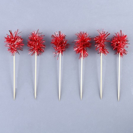 Skewer for Canapes "Fluff", in a set 6 pieces, red color-1