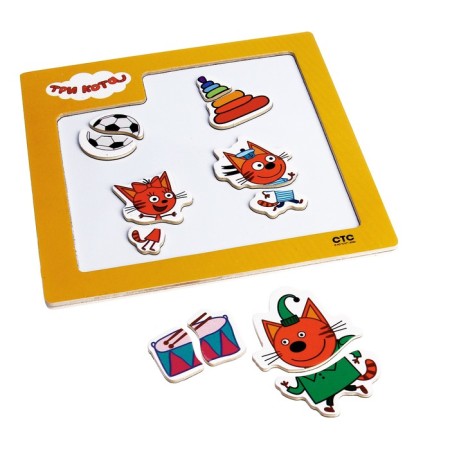 Wooden toy "Three cats" Magnetic board, 15 × 15 cm-1