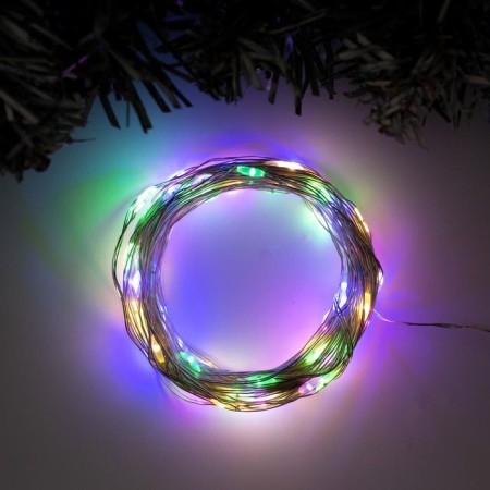 Garland "thread" 10 m Rosa, IP20, silver thread, 100 LED, glow of multi, 12 V