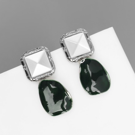 Earrings Assorted "Antiquity" Square, Silver Color
