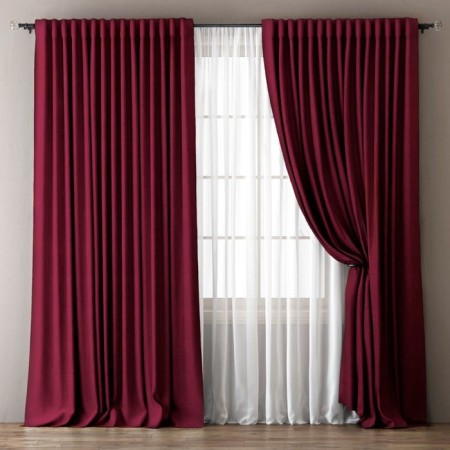 Curtains "Ommma" 240 x 270 cm - 2 pcs, tulle 500 x 270 cm, burgundy