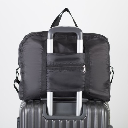 The bag is road, folding in a cosmetic bag, lightning department, outer pocket, long belt, black color-2