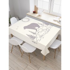 The tablecloth “Bear on the stone”, rectangular, Saten, size 120x145 cm