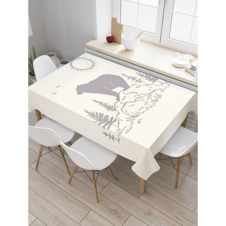 The tablecloth “Bear on the stone”, rectangular, Saten, size 120x145 cm