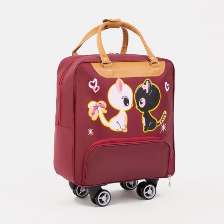 Road bag 20 "on wheels, lightning department, outer pocket, burgundy color