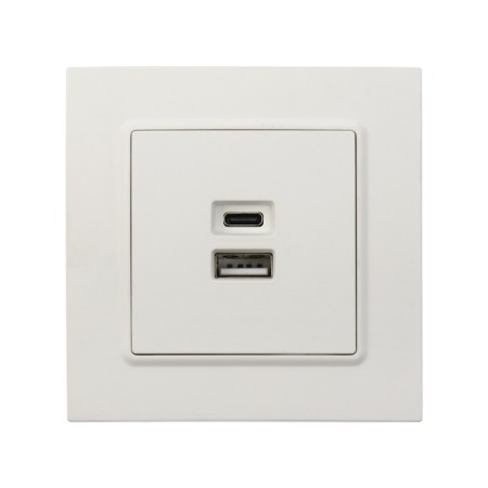 Socket with USB-A + usb-C connectors, 2.1 A, 5V, TOT ELEAGANT, hidden, white-2