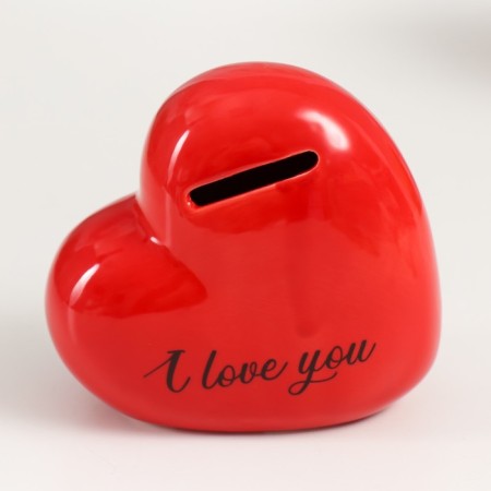 Копилка керамика "Красное сердце - I love you" 11х5х10,5 см-4