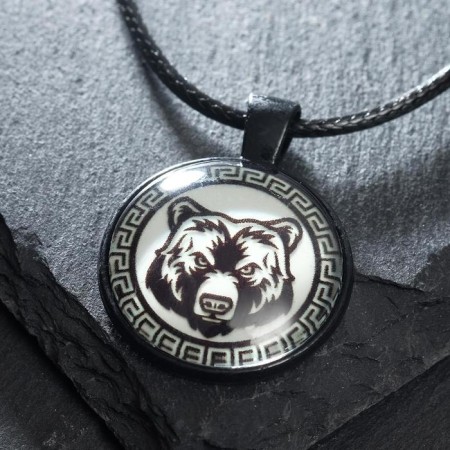 Lighting amulet "Bear" on the lace, black color, 45 cm-1