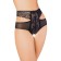 Panties with high planting Erolata, with openwork cuts, black, size 46-48