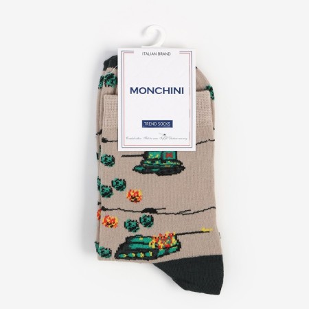 Men's socks, hacki beige/tanks, size 44-45-4