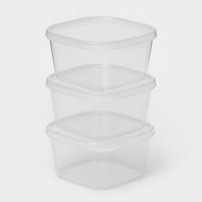 A set of food shares, 3 pcs, 700 ml, square, transparent