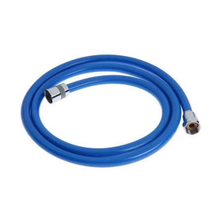 Shower hose Zein Z11PB, 150 cm, anti -digging, brass nuts, blue-2