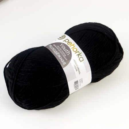 Youth yarn 91% acrylic, 9% polyamide 280m/200g (02-black)-1