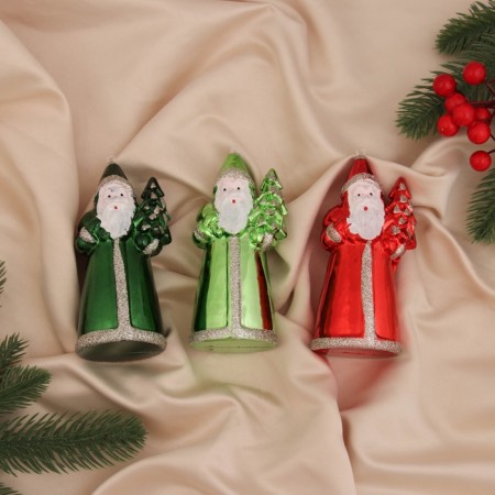 Christmas tree decoration "Santa Claus Color" (set 3 pcs) 12x5.5 cm, red green