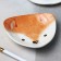 Ceramic “Fox” plate, 13.5 x 13.5 cm, white color