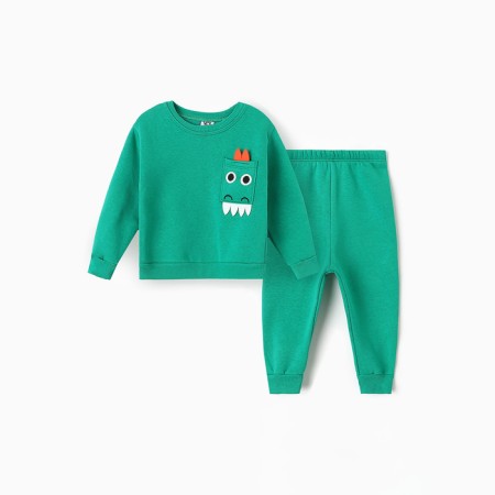 Costume for boys (sweatshirts, trousers), I was launched, green color, height 92 cm