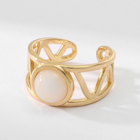 Ring "Bohemia" geometry, white color in gold, dimensionless-1