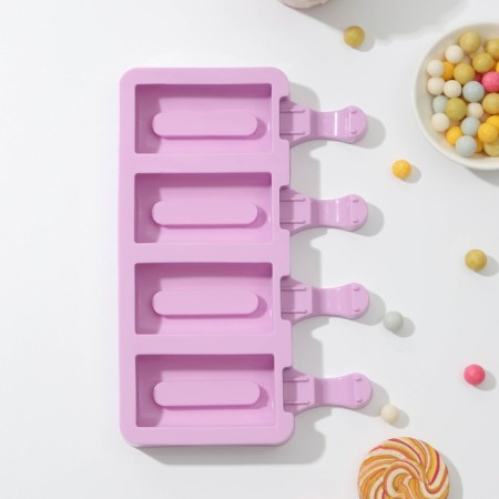 Ice Cream "Sicily", silicone, 19.5 × 11 cm, 4 cells (6.8 × 3.5 cm), color mix