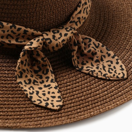 Women's hat Minaku "Leopard" Brown color, rr 56-58-3