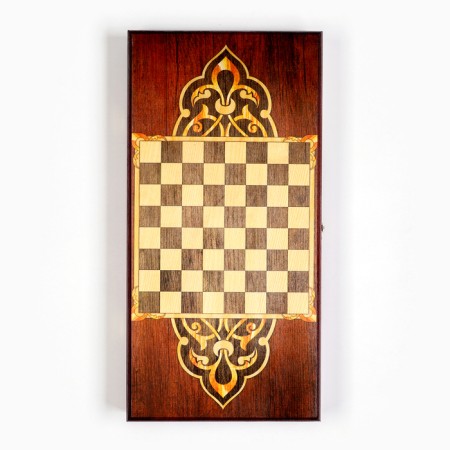 Wooden backgammon with checkers "Marketri-21", board game, 40 x 40 cm-1