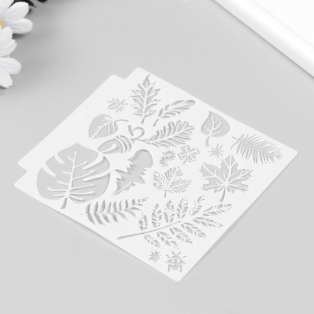 Plastic stencil "Leaves" 13x13 cm-4