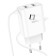 Network charger HOCO C103A, 2 USB, 2.1 A, built-in Type-C, 1 m, white cable.