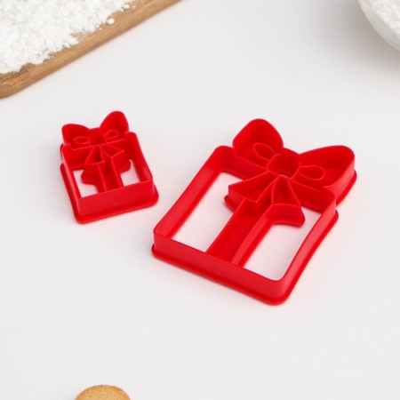 Bed -up form “Gift”, cutting, stamp, 8.5 × 6.5 cm, 5.1 × 3.9 cm, red color-3