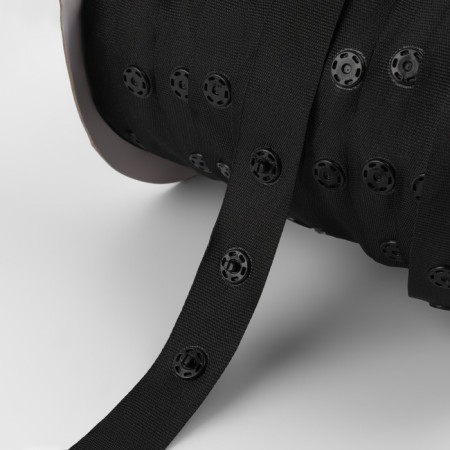 Braid with buttons, 25-25-50 mm, 17 mm × 45 ± 1 m, black color-4