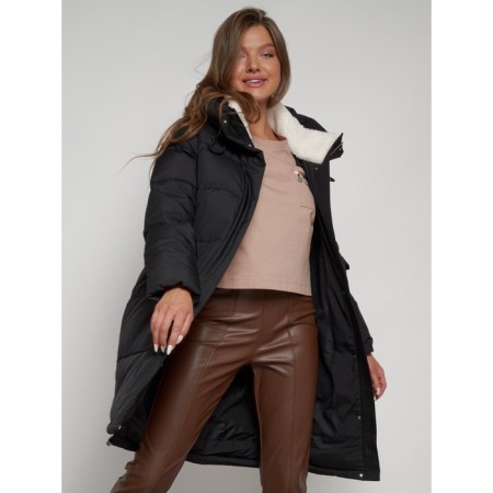 Coat insulated winter female, size 54, black color-16