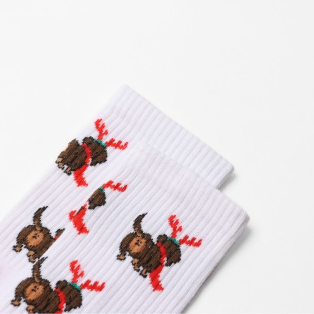 Santa Dachshund socks, white color, size 23-27 (38-41)-1