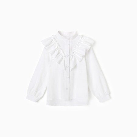 Blouse for girls minku color white, height 122 cm