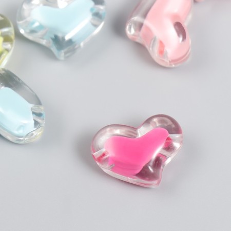 Plastic beads "Heart - Inner Assortment" 20 g 1.5x2.1 cm-1