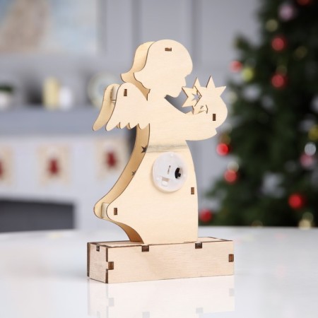 LED figure "Angel" 12 × 20.5 × 5 cm, wood, batteries LR41x3, glow warm white-2