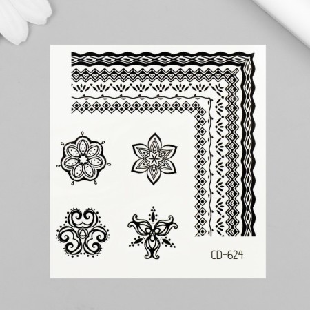 Tattoo on the body black "Patterned corner" 8x7.5 cm