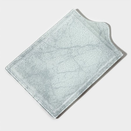 Glass Serving Magistro "Marble", 26.5 × 17.5 × 2 cm, white color-3