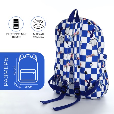 School backpack from textiles on lightning, 3 pockets, blue color-1
