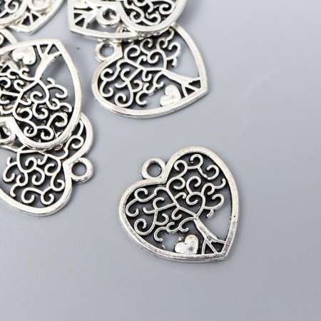 Decor for creativity Metal "Tree in the Heart" silver 1.8x1.7 cm-1