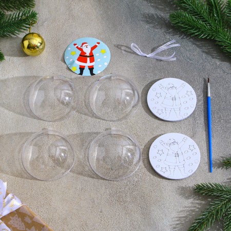 Christmas tree decoration for coloring "Fun" size: 8 cm; 2 pcs., Brush-6