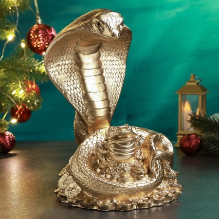 Figure "Snake of Cobra on Money with toad" 25x18cm, gold-1